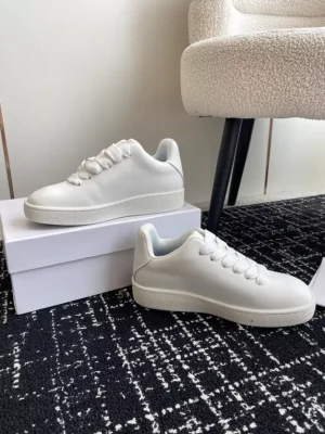 BURBERRY BOX LOGO-DEBOSSED LEATHER SNEAKERS - BBR096