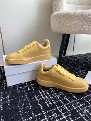 BURBERRY BOX LOGO-DEBOSSED LEATHER SNEAKERS - BBR098