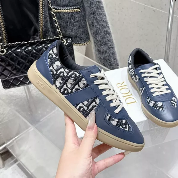 DIOR B01 MATCHPOINT SNEAKERS UNISEX SMOOTH CALFSKIN AND JACQUARD CANVAS BLUEGREY – CD179