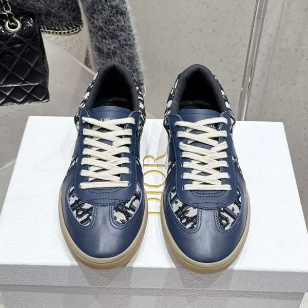 DIOR B01 MATCHPOINT SNEAKERS UNISEX SMOOTH CALFSKIN AND JACQUARD CANVAS BLUEGREY – CD179