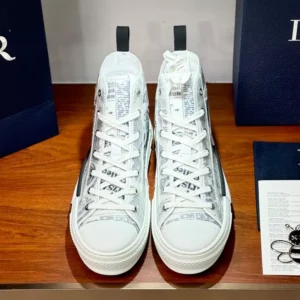 DIOR B23 HIGH-TOP SNEAKERS UNISEX NEWSPAPER CANVAS WHITE – CD161