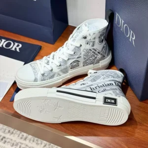 DIOR B23 HIGH-TOP SNEAKERS UNISEX NEWSPAPER CANVAS WHITE – CD161