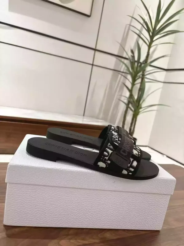 Dior Evolution Slides Dark Blue Dior Printed Technical Fabric - SDD009