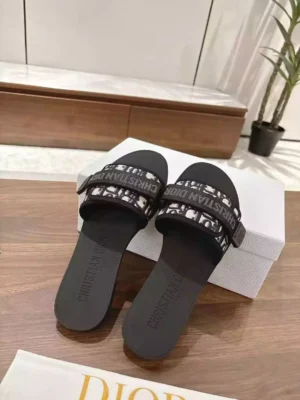 Dior Evolution Slides Dark Blue Dior Printed Technical Fabric - SDD009