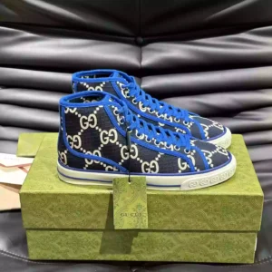 GUCCI TENNIS 1977 HIGH-TOP SHOES SNEAKERS IN BLACKBLUE - GC284