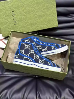 GUCCI TENNIS 1977 HIGH-TOP SHOES SNEAKERS IN BLACKBLUE - GC284