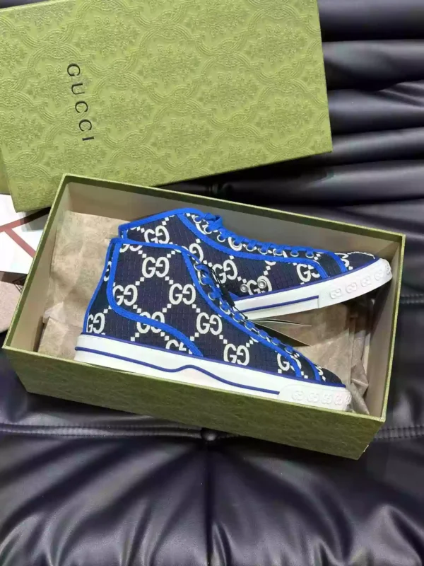 GUCCI TENNIS 1977 HIGH-TOP SHOES SNEAKERS IN BLACKBLUE - GC284