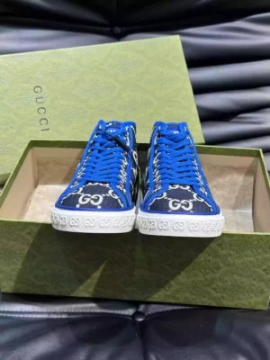 GUCCI TENNIS 1977 HIGH-TOP SHOES SNEAKERS IN BLACKBLUE - GC284