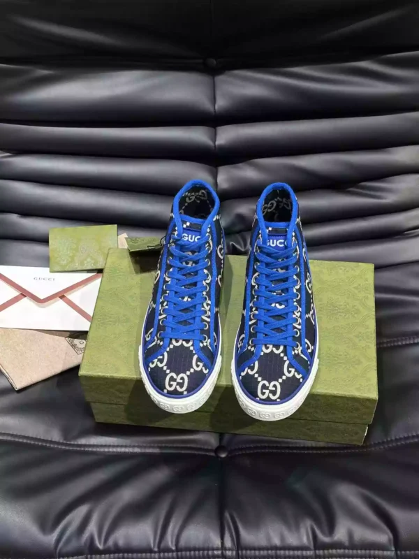 GUCCI TENNIS 1977 HIGH-TOP SHOES SNEAKERS IN BLACKBLUE - GC284