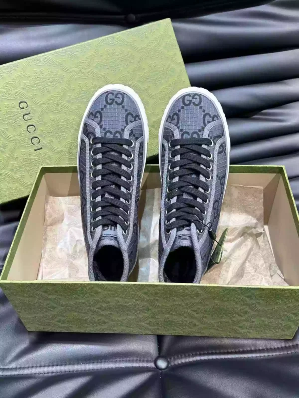 GUCCI TENNIS 1977 HIGH-TOP SHOES SNEAKERS IN BLACKDARK GRAY - GC283