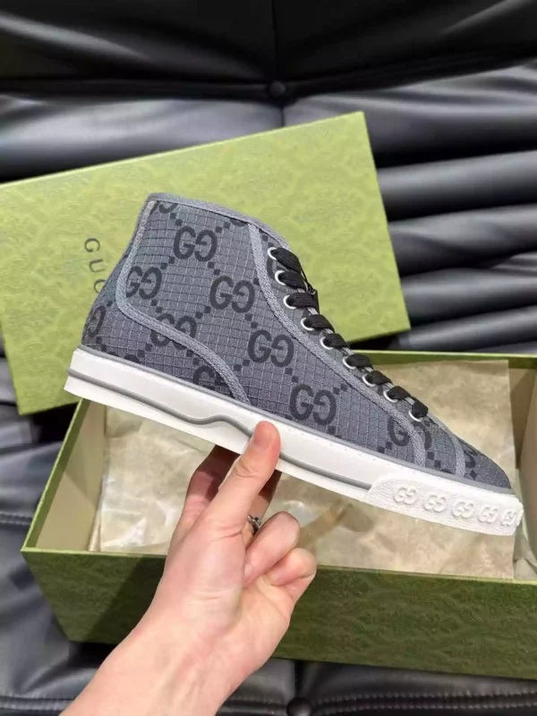 GUCCI TENNIS 1977 HIGH-TOP SHOES SNEAKERS IN BLACKDARK GRAY - GC283