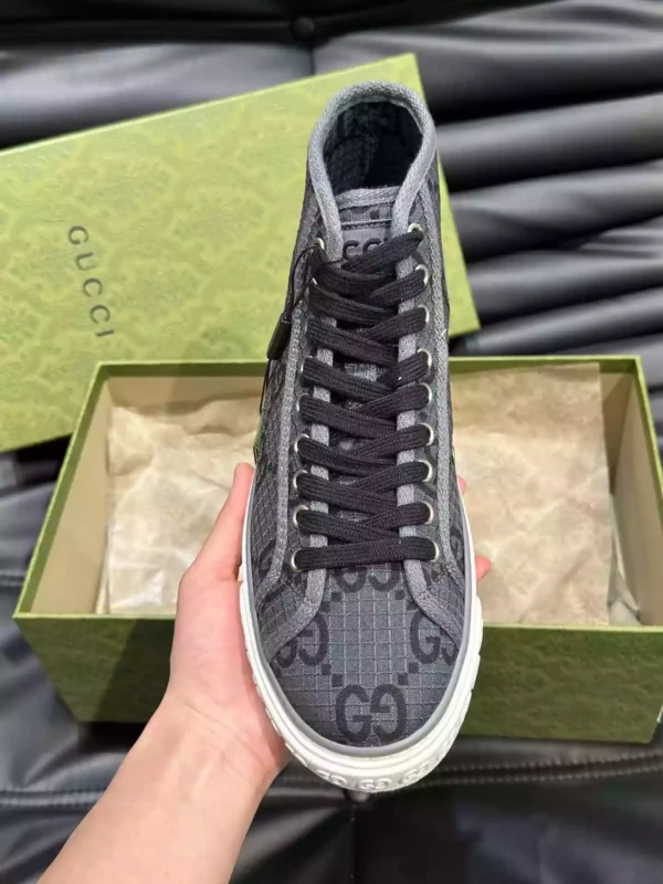 GUCCI TENNIS 1977 HIGH-TOP SHOES SNEAKERS IN BLACKDARK GRAY - GC283