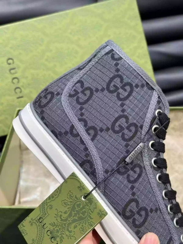 GUCCI TENNIS 1977 HIGH-TOP SHOES SNEAKERS IN BLACKDARK GRAY - GC283