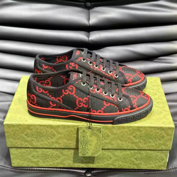 GUCCI TENNIS 1977 SHOES SNEAKERS IN BLACKRED - GC282