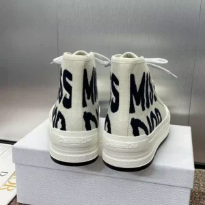 WALK'N'DIOR HIGH-TOP PLATFORM SNEAKERS WOMEN MISS DIOR EMBROIDERED WHITE – CD164