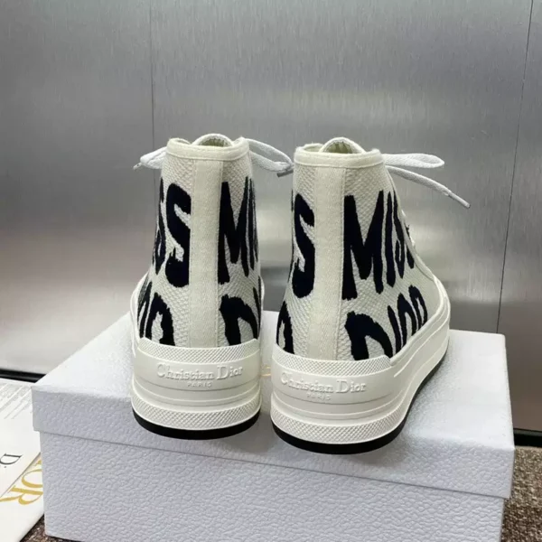 WALK'N'DIOR HIGH-TOP PLATFORM SNEAKERS WOMEN MISS DIOR EMBROIDERED WHITE – CD164