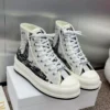 WALK'N'DIOR HIGH-TOP PLATFORM SNEAKERS WOMEN PARIS EIFFEL TOWER EMBROIDERED WHITE – CD165