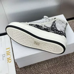 WALK'N'DIOR HIGH-TOP PLATFORM SNEAKERS WOMEN PARIS EIFFEL TOWER EMBROIDERED WHITE – CD165