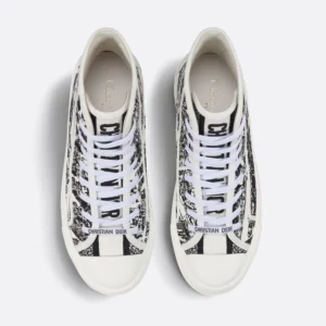 WALK'N'DIOR HIGH-TOP PLATFORM SNEAKERS WOMEN PLAN DE PARIS EMBROIDERED BLACK – CD173