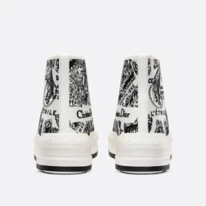WALK'N'DIOR HIGH-TOP PLATFORM SNEAKERS WOMEN PLAN DE PARIS EMBROIDERED BLACK – CD173