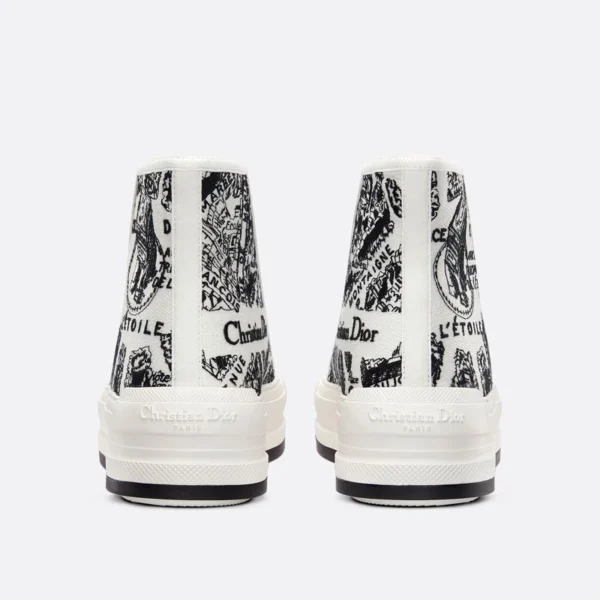 WALK'N'DIOR HIGH-TOP PLATFORM SNEAKERS WOMEN PLAN DE PARIS EMBROIDERED BLACK – CD173