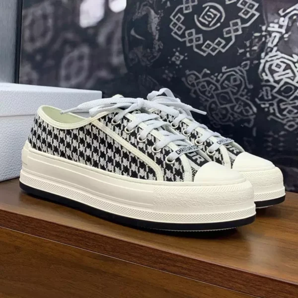 WALK'N'DIOR PLATFORM SNEAKERS UNISEX MICRO HOUNDSTOOTH EMBROIDERED BLACK – CD150