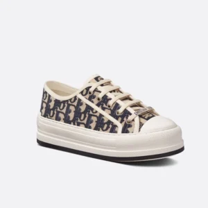 WALK'N'DIOR PLATFORM SNEAKERS UNISEX OBLIQUE EMBROIDERED COTTON BLUE – CD160