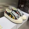 WALK'N'DIOR PLATFORM SNEAKERS UNISEX PETITES FLEURS EMBROIDERED BLACK – CD151