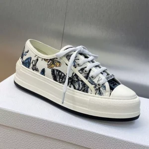 WALK'N'DIOR PLATFORM SNEAKERS UNISEX TOILE DE JOUY MEXICO EMBROIDERED WHITEBLUE – CD152