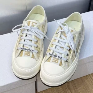 WALK'N'DIOR PLATFORM SNEAKERS UNISEX TOILE DE JOUY MEXICO EMBROIDERED WHITEGOLD – CD181