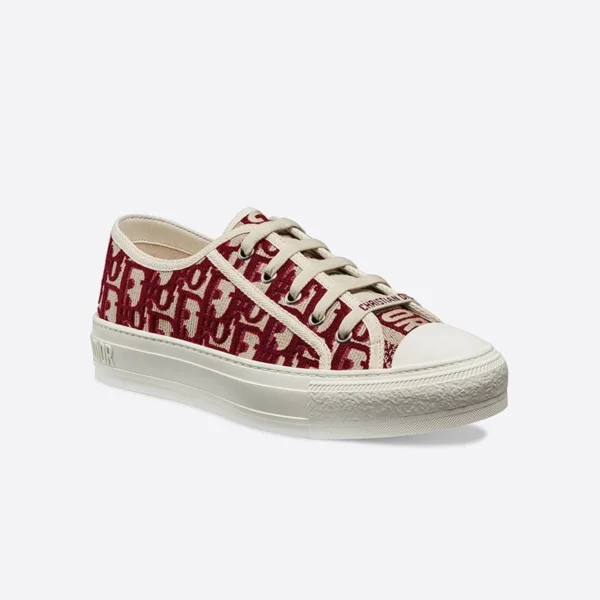 WALK'N'DIOR SNEAKERS WOMEN OBLIQUE EMBROIDERED COTTON BURGUNDY – CD176
