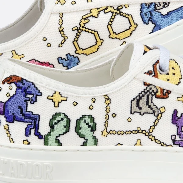 WALK'N'DIOR SNEAKERS WOMEN PIXEL ZODIAC EMBROIDERED WHITE – CD157