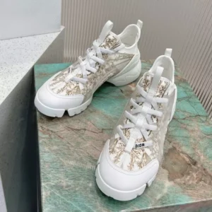 DIOR D-CONNECT SNEAKERS WOMEN REVE D'INFINI TECHNICAL FABRIC WHITEGOLD – CD195