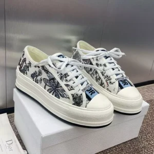 WALK'N'DIOR PLATFORM SNEAKERS UNISEX CABINET DE CURIOSITES EMBROIDERED WHITE – CD192