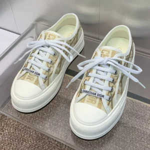 WALK'N'DIOR PLATFORM SNEAKERS UNISEX MACROCANNAGE EMBROIDERED GOLD – CD183