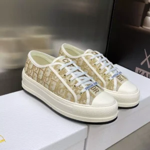 WALK'N'DIOR PLATFORM SNEAKERS UNISEX OBLIQUE EMBROIDERED COTTON GOLD – CD190