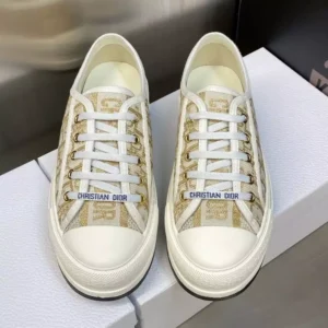 WALK'N'DIOR PLATFORM SNEAKERS UNISEX OBLIQUE EMBROIDERED COTTON GOLD – CD190