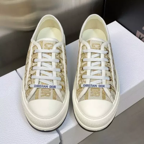 WALK'N'DIOR PLATFORM SNEAKERS UNISEX OBLIQUE EMBROIDERED COTTON GOLD – CD190