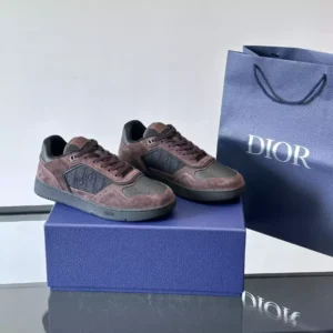 DIOR B27 UPTOWN LOW-TOP SNEAKERS DEEP BROWN SUEDE, BLACK SMOOTH CALFSKIN – CD214