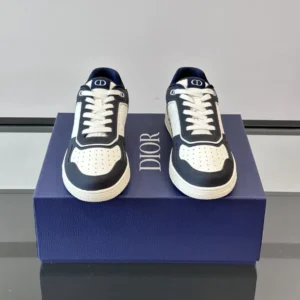 DIOR B27 UPTOWN LOW-TOP SNEAKERS NAVY BLUE AND WHITE GRAINED CALFSKIN WITH WHITE GRAVITY LEATHER – CD222