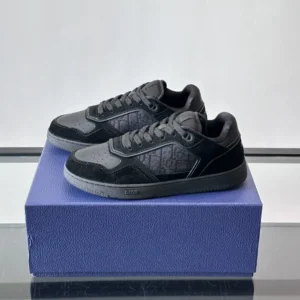 DIOR B27 UPTOWN SNEAKERS BLACK SUEDE SMOOTH CALFSKIN AND BLACK OBLIQUE JACQUARD – CD213
