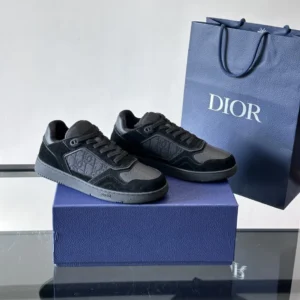 DIOR B27 UPTOWN SNEAKERS BLACK SUEDE SMOOTH CALFSKIN AND BLACK OBLIQUE JACQUARD – CD213