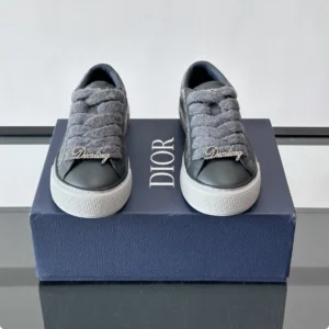 DIOR B33 SPIN SNEAKERS – LIMITED AND NUMBERED EDITION ANTHRACITE GRAY GRAINED CALFSKIN – CD208