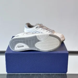 DIOR B57 DRIBBLE SNEAKERS WHITE AND GRAY SMOOTH CALFSKIN WITH WHITE SUEDE – CD218