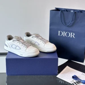 DIOR B57 DRIBBLE SNEAKERS WHITE AND GRAY SMOOTH CALFSKIN WITH WHITE SUEDE – CD218