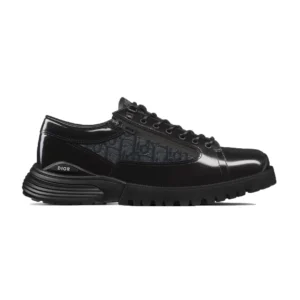 DIOR COMBAT DERBY SHOES BLACK POLISHED CALFSKIN AND BLACK OBLIQUE JACQUARD – CD197