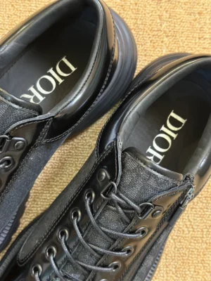 DIOR COMBAT DERBY SHOES BLACK POLISHED CALFSKIN AND BLACK OBLIQUE JACQUARD – CD197