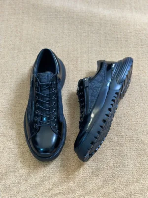 DIOR COMBAT DERBY SHOES BLACK POLISHED CALFSKIN AND BLACK OBLIQUE JACQUARD – CD197