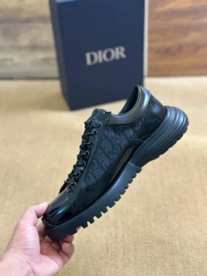 DIOR COMBAT DERBY SHOES BLACK POLISHED CALFSKIN AND BLACK OBLIQUE JACQUARD – CD197