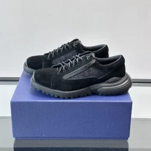 DIOR COMBAT DERBY SHOES BLACK SUEDE AND BLACK OBLIQUE JACQUARD – CD199